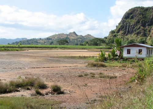 <br />Sur l'île de Vanua Levu à Fidji, tanne bordé par des plantations de canne à sucre et de l'habitat   <br />&copy; JM Lebigre <br />Reproduction et utilisation interdites