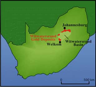 Witwatersrand en Afrique du Sud.