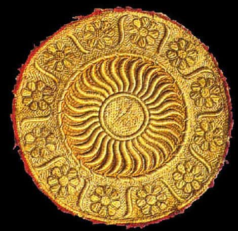 Mandala indien cousu en fil d'or.