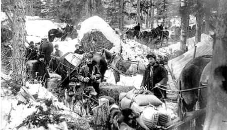 La voyage, Porcupine Hill, White Pass trail, 1898.