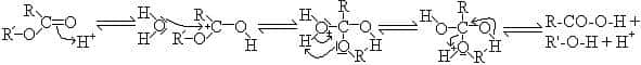Le mécanisme de la première réaction est un classique tétraédrique / R = ose du timbre	R' =  ose du support