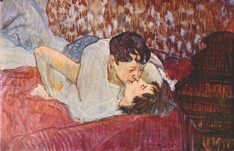 Quel est l'impact du sexe sur les émotions ? Ici, <em>Le Baiser</em>, de Toulouse-Lautrec. © Toulouse-Lautrec, DP