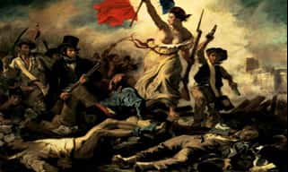 <em>La Liberté guidant le peuple</em>, célèbre tableau d'Eugène Delacroix, 1831. © Domaine public