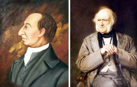 À gauche, James Hutton (1726-1797) ; à droite, Sir Charles Lyell (1797-1875), deux géologues à l’origine du concept d’uniformitarisme. © DR