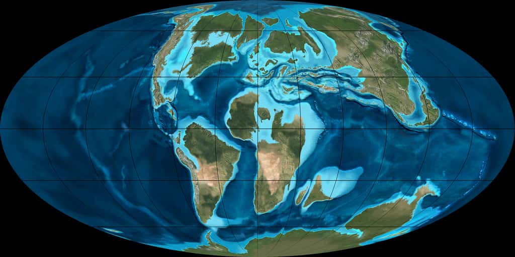 Configuration des continents durant le Crétacé. © Ron Blakey, NAU <em>Geology</em>, <em>Wikimedia Commons</em>, CC by-sa 3.0