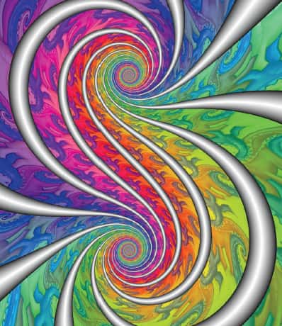 L’artiste Paul Nylander a créé cette séduisante spirale en appliquant une projection stéréographique à une courbe loxodromique. (Une projection stéréographique représente une sphère sur un plan.) © Dunod, droits réservés