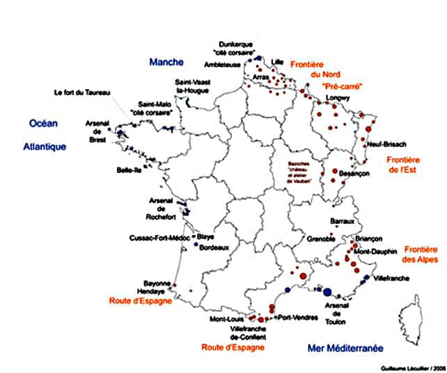 Carte de France des constructions de Vauban. © Guillaume Lecuiller