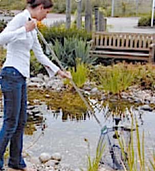 Utilisez l'épuisette pour enlever les algues en suspension dans votre bassin. © Ubbink Garden