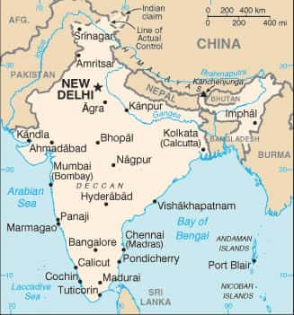 Carte pour vous repérer avant votre voyage en Inde, avec les principales villes. New Delhi, la capitale, est construite à partir de 1913. © DP