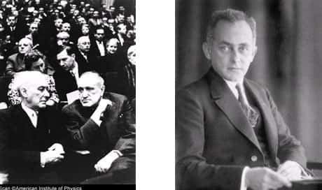 Photo de gauche : à gauche Max Born (Prix Nobel), à droite Leopold Infeld. © AIP. Photo de droite : Max Born. © MacTutor <em>History of Mathematics archive</em>