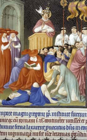 Procession de Grégoire, XIVè, Belles Heures du Duc de Berry 1410 