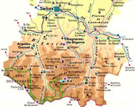 Carte des hautes Pyrénées