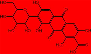 <em>Carminic acid</em> : formule et couleur. © DR