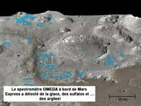  <br />Glace d'eau et écoulements d'eau liquide sur Mars. © DR