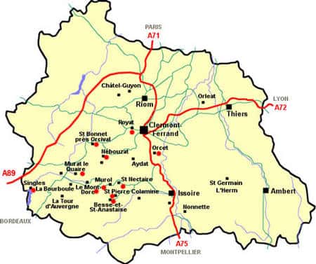 Carte du Puy-de-Dôme.
