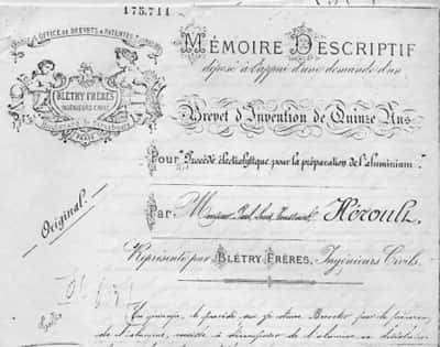 Brevet Héroult FR 175711 du 23 avril 1886 