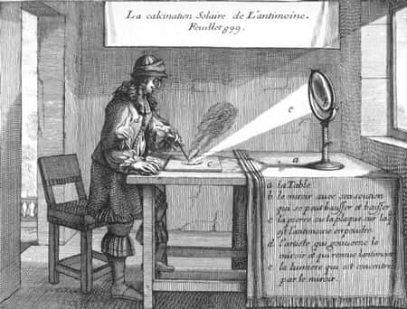 <em>La calcination Solaire de L'antimoine,</em> Le Fevre 1660. © <em>Welcome collection gallery,</em> <em>Wikimedia commons</em>, CC 4.0 