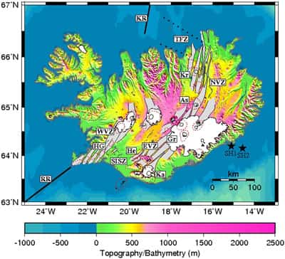 Représentation des différents volcans islandais. © DR