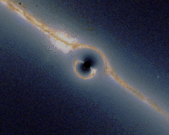 Un anneau d'Einstein près d'un trou noir. © Alain R. Wikipédia