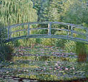 <em>Le pont japonais,</em> Claude Monet. Dans le jardin de Giverny, Monet avait un bassin au-dessus duquel se trouvait un pont en bois. Ce pont a été représenté dans un grand nombre de tableau sous le nom de « pont japonais ». Museum de Philadelphie. © Wikimedia Commons, domaine public