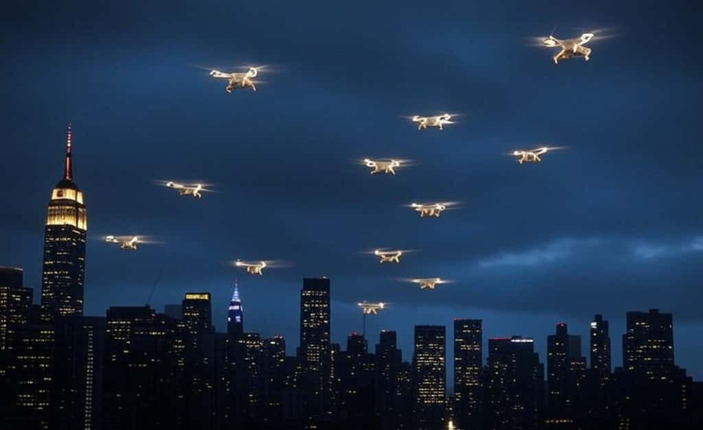 Les drones aussi gros qu’une voiture sillonnent le ciel du New Jersey toutes les nuits. © SB, Grok 2