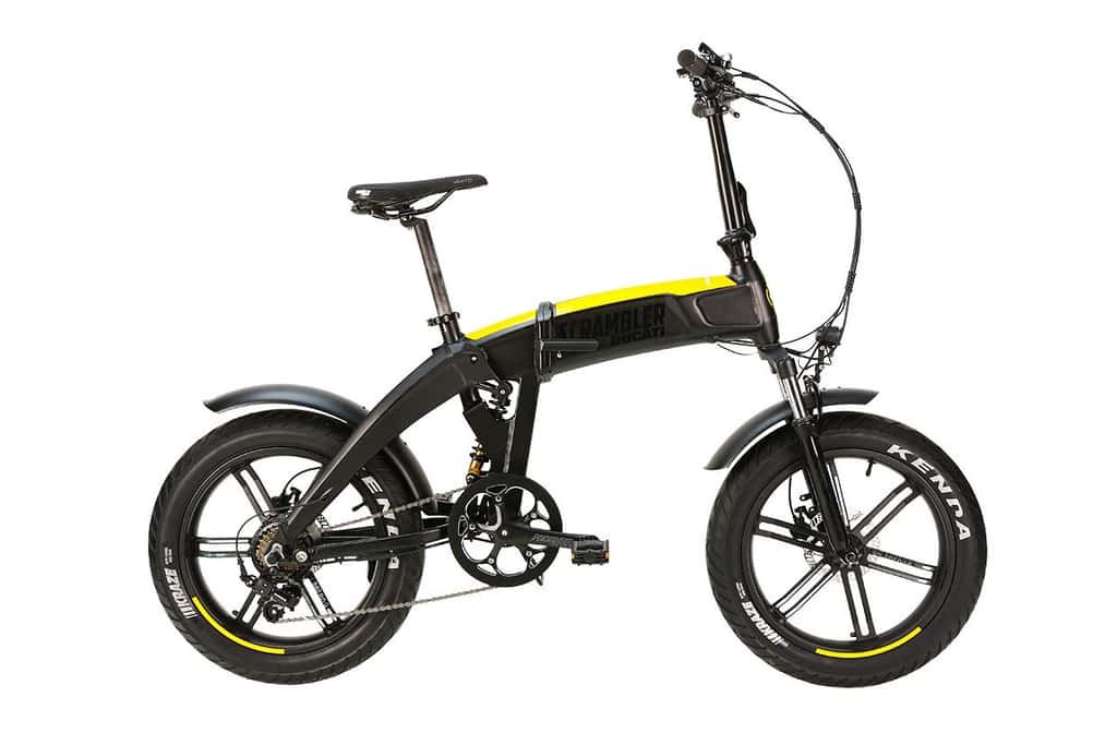 Le Scrambler SCR-E Sport est un tout suspendu, ce qui est plutôt rare pour un vélo électrique pliable. © Ducati