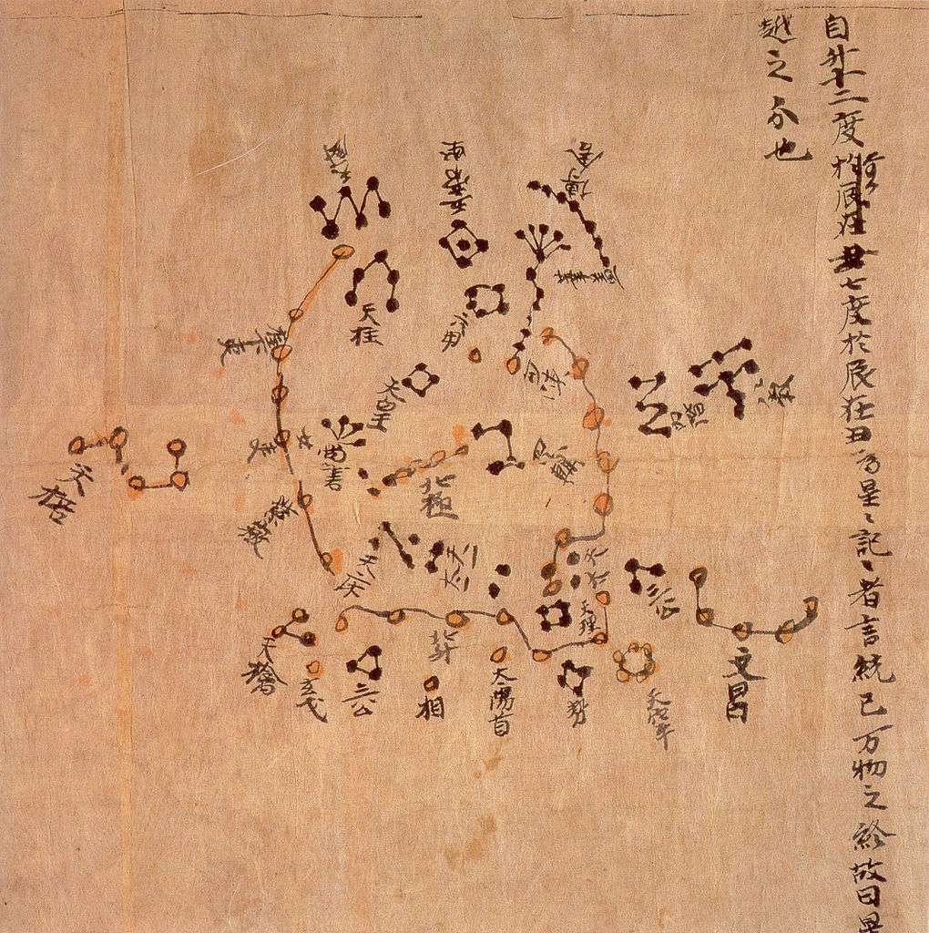 Jean-Marc Bonnet-Bidaud a étudié la plus ancienne carte céleste qui nous soit parvenue, produite en Chine entre 649 et 684 ap. J.-C. Appelée carte céleste de Dunhuang, elle a été tracée <em>« de façon scientifique, avec une projection simple </em>», mais cela fait des astronomes chinois de vrais précurseurs en matière de cartes d'étoiles. Elle contient quelque 1.300 étoiles. Cette carte apparaît sur la couverture de l'ouvrage <em>4.000 ans d'astronomie chinoise</em>. © DP
