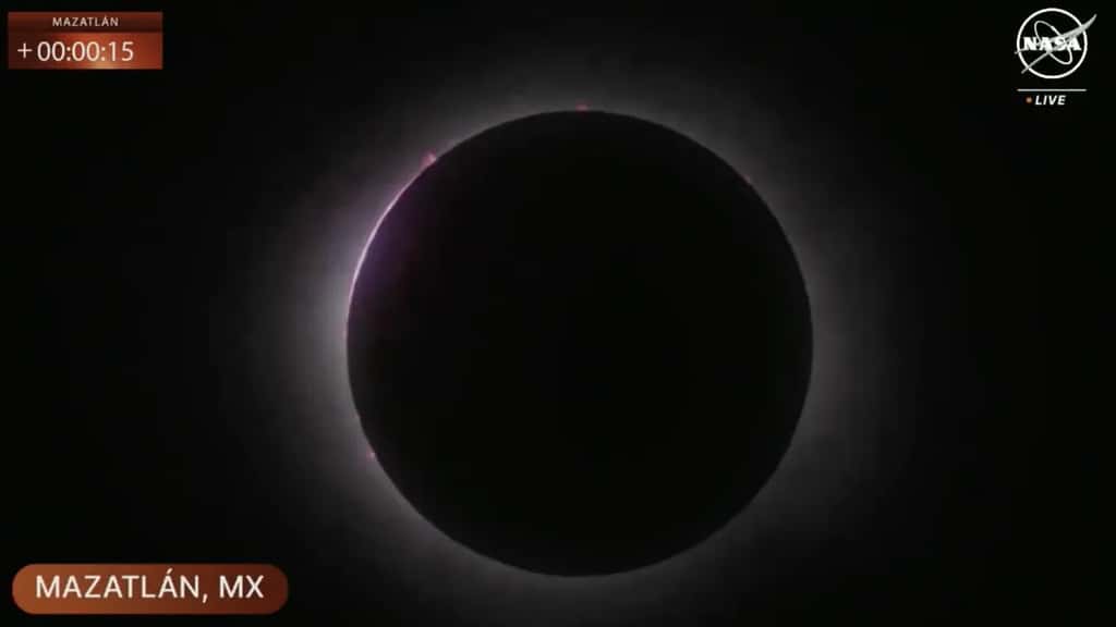 La totalité de l'éclipse a débuté à Mazatlan, au Mexique. © Nasa