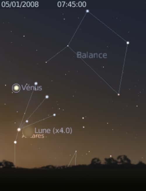 La Lune est proche de l'étoile Antarès et de la planète Vénus