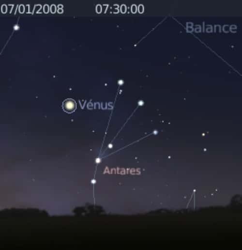 La planète Vénus est proche de l'étoile Antarès