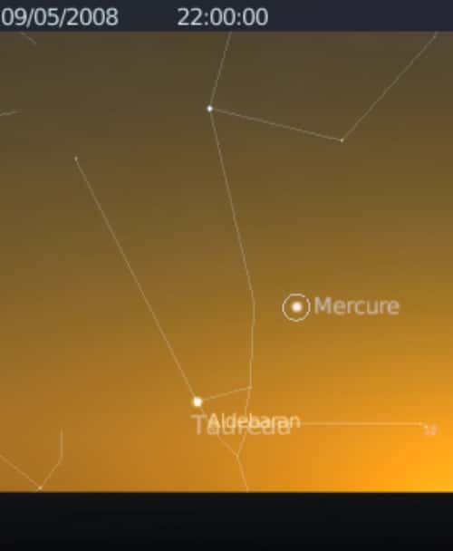 La planète Mercure est en rapprochement avec l'étoile Aldébaran