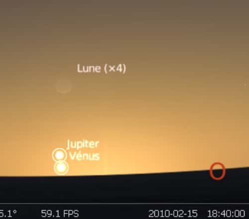 La Lune est en rapprochement avec les planètes Jupiter et Vénus