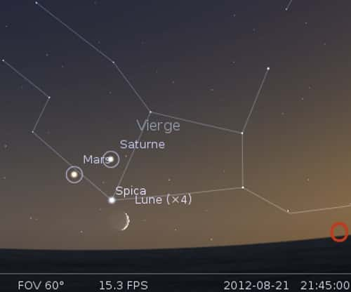 La Lune en rapprochement avec Spica, Mars et Saturne