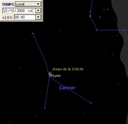 La Lune occulte l'amas de la Crèche