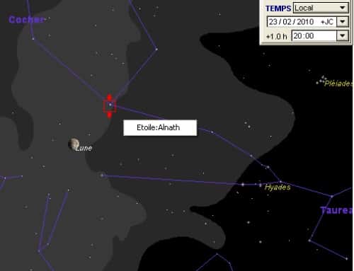 La Lune est en rapprochement avec l'étoile Alnath