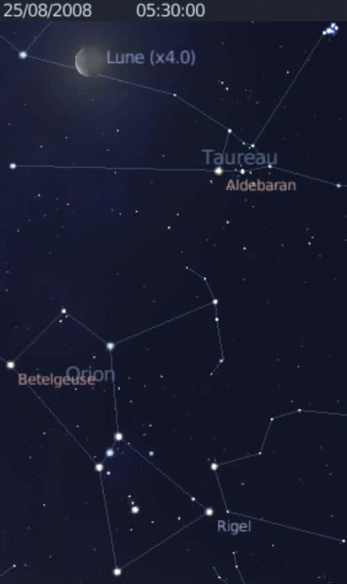 La Lune est en rapprochement avec l'étoile Aldébran