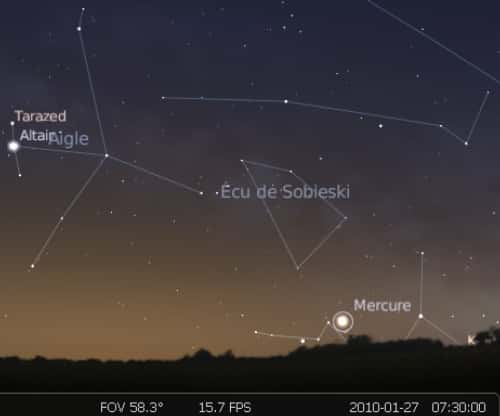 Elongation maximale de Mercure à l'ouest du Soleil
