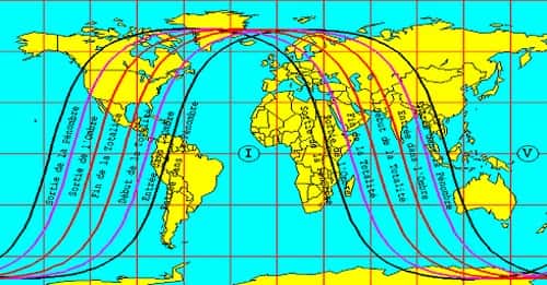 Eclipse Totale de Lune visible depuis l'Inde, l'Asie, l'Australie, l'océan Pacifique, et l'ouest de l'Amérique du Nord