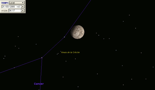 La Lune passe à proximité de l'amas de la Crèche (M44)