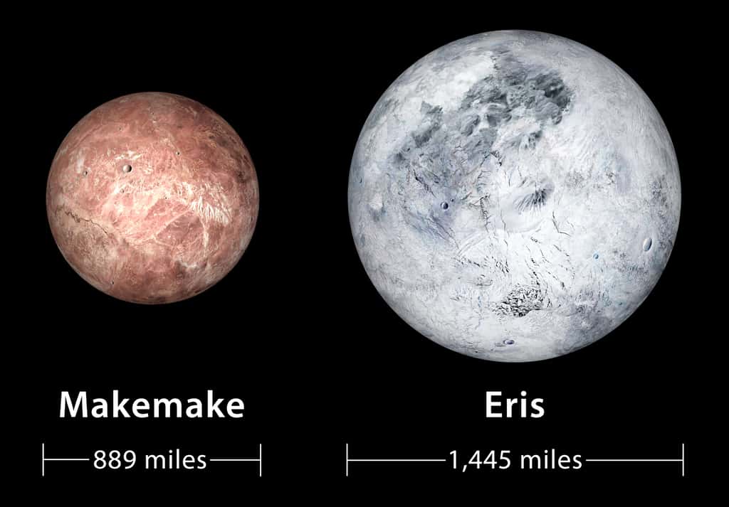 Vues d'artiste des planètes naines Éris et Makémaké, situées au-delà de l'orbite de Neptune. © <em>Southwest Research Institute</em>