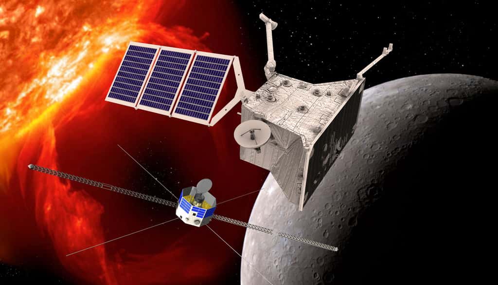 Les deux orbiteurs de la mission BepiColombo de l'Esa, à laquelle participe le Japon. Elle s'installera autour de Mercure en 2024. © Esa