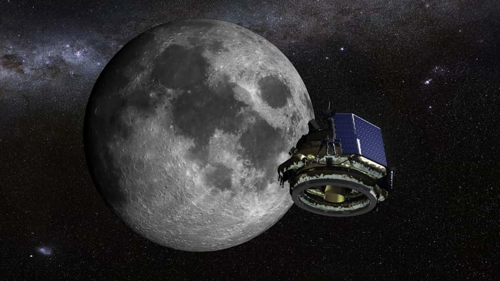 Le MX-1, vu en configuration de vol entre la Terre et la Lune, sera lancé par le lanceur Electron de la société néo-zélandaise Rocket Lab dont le premier vol commercial est prévu à la fin de cette année. Ce lanceur à deux étages peut emporter jusqu’à 150 kg sur une orbite de 500 kilomètres synchronisée avec le Soleil. © Moon Express