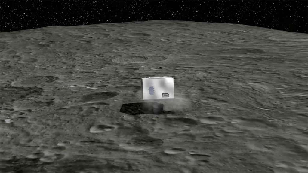 Avant de se stabiliser sur la surface de l’astéroïde, Mascot effectuera de nombreux rebonds. Sa durée de vie dépendra du fonctionnement de sa batterie estimée à quelque 12 heures. © Cnes
