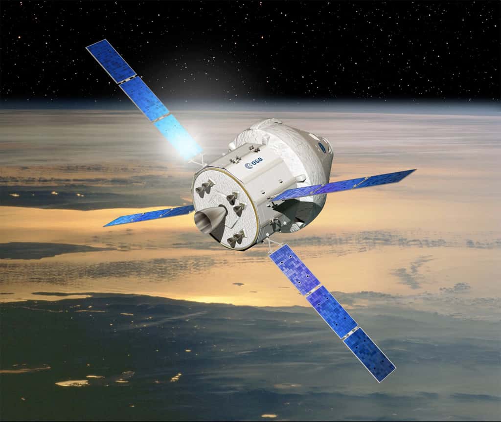  Le module de service du futur véhicule d’exploration spatiale de la Nasa sera construit par <em>Airbus Defence &amp; Space</em>. Il sera financé par l’Esa à hauteur de 450 millions de dollars. Cette somme correspond à la contrepartie du loyer dont l’Esa doit s'acquitter auprès de la Nasa pour la période 2017-2020. Cela se fait dans le cadre du <em>barter element</em>, un système mis en place par les partenaires de l’ISS où chacun finance sa part de l’utilisation par la fourniture d’un service du même montant que sa contribution. Jusqu’en 2017, l’Esa s'acquittait de ses charges avec les missions de l’ATV et l'utilisation de Columbus. © Esa, D. Ducros