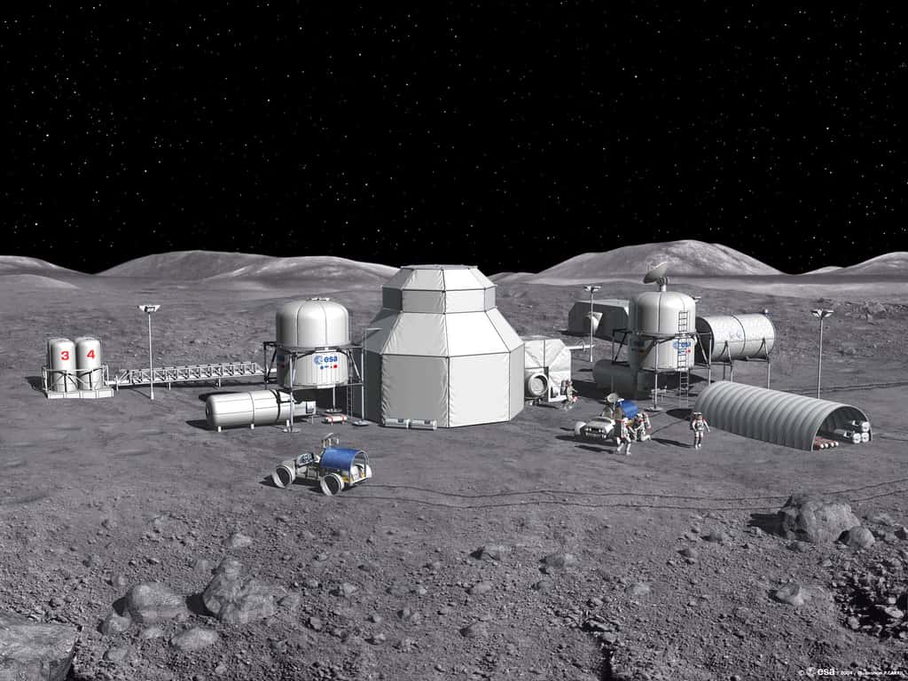 Un concept architectural d'une base lunaire habitée envisagé dans le cadre du programme Aurora. © Esa, P. Carril