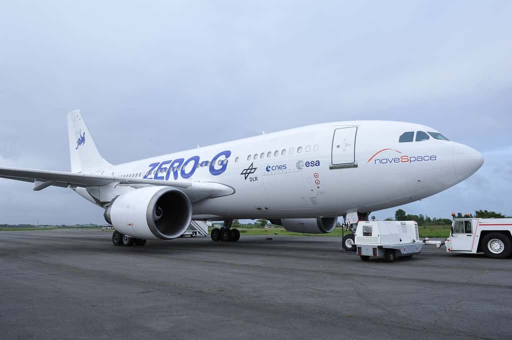 Le nouvel avion Zéro-G de Novespace n'est autre qu'un ancien Airbus A310 de la flotte gouvernementale de la Luftwaffe, l’armée de l’air allemande. Il était alors utilisé pour transporter des passagers VIP. © Novespace