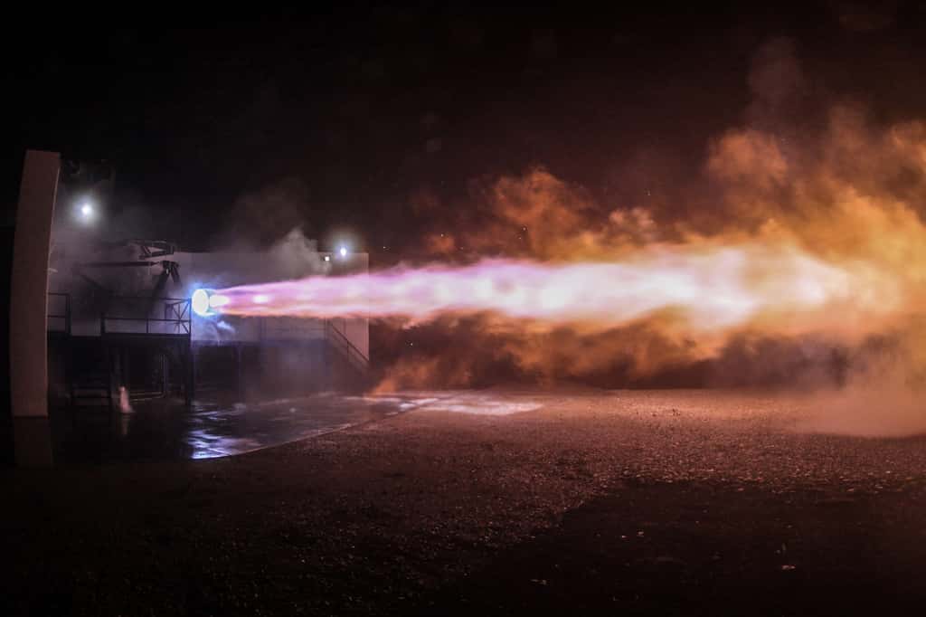 Essai au sol d'un motor Raptor. © SpaceX