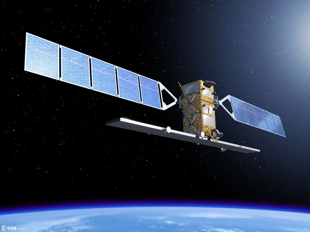 Le Sentinel 1A utilisé pour tester le premier téléchargement d’images depuis l’espace grâce à une nouvelle liaison laser gigabit. © Esa