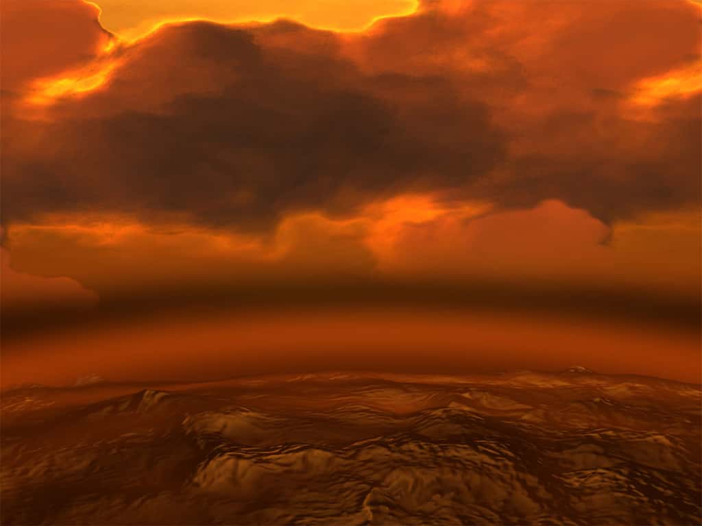 Vue d'artiste de la surface de Vénus. © Esa