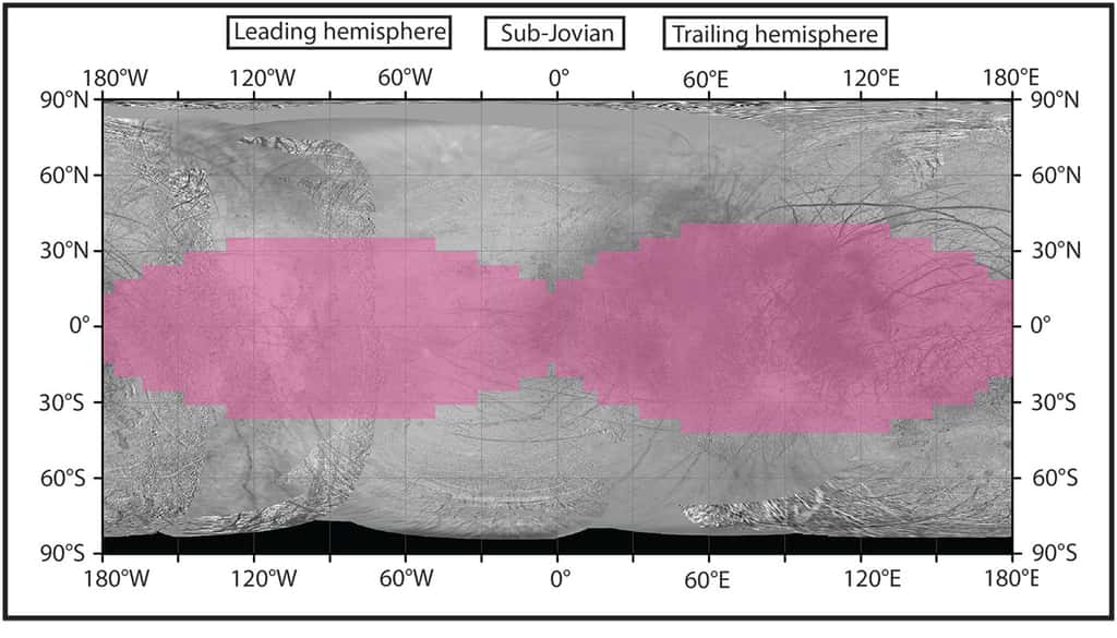 En mauve, les régions d'Europe les plus exposées aux radiations. © U.S. Geological Survey, NASA/JPL-Caltech, Johns Hopkins Applied Physics Laboratory, Nature Astronomy